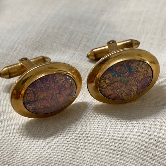 Vintage Other - Simulated Opal Cuff Links